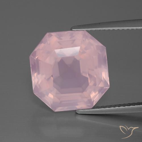 11.61ct 天然 ミディアムローズピンク ローズクォーツ, エメラルドカット, 透明