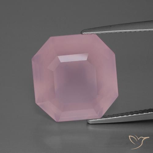 13.20ct 天然 ミディアムローズピンク ローズクォーツ, エメラルドカット, 透明