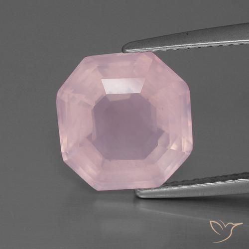 4.35ct 天然 ミディアムローズピンク ローズクォーツ, エメラルドカット, 透明