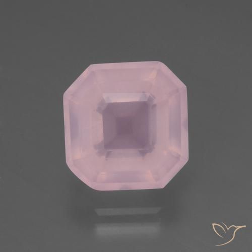 5.65ct 天然 ミディアムピンク ローズクォーツ, エメラルドカット, 透明