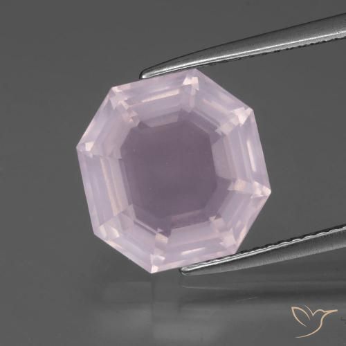 6.67ct 天然 バブルガムピンク ローズクォーツ, エメラルドカット, 透明