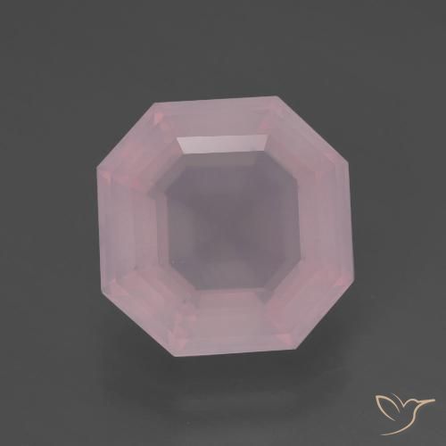 5.74ct 天然 ライトピンク ローズクォーツ, エメラルドカット, 透明