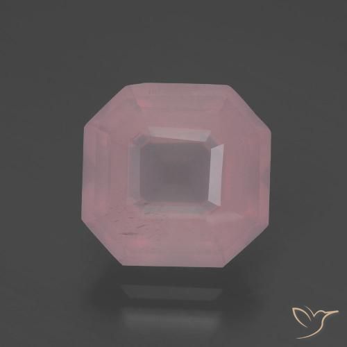 5.14ct 天然 ローズピンク ローズクォーツ, エメラルドカット, 透明