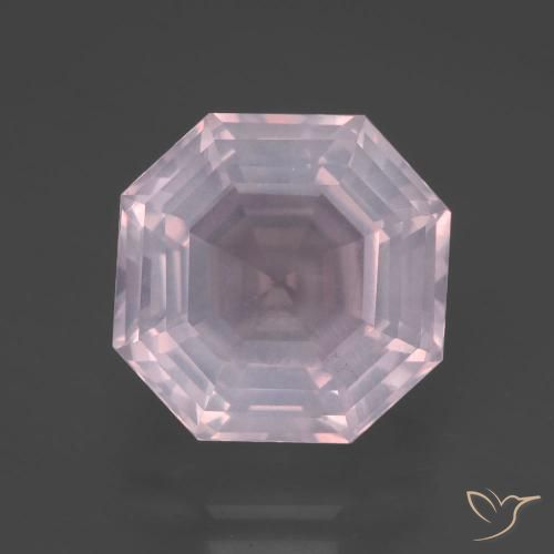 7.38ct 天然 バブルガムピンク ローズクォーツ, エメラルドカット, 透明