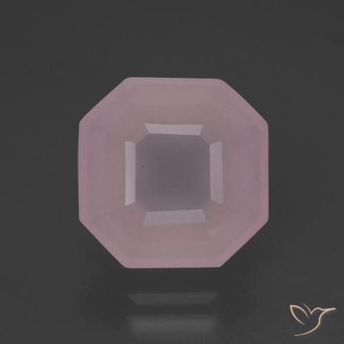 5.73ct 天然 ライトローズピンク ローズクォーツ, エメラルドカット, 透明