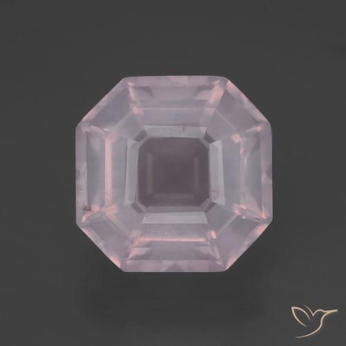 6.28ct 天然 ライトローズピンク ローズクォーツ, エメラルドカット, 透明