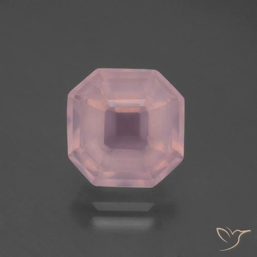 4.95ct 天然 ミディアムピンク ローズクォーツ, エメラルドカット, 透明
