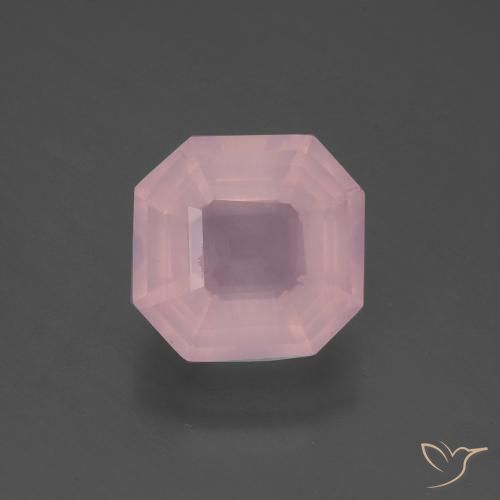4.13ct 天然 ミディアムピンク ローズクォーツ, エメラルドカット, 透明