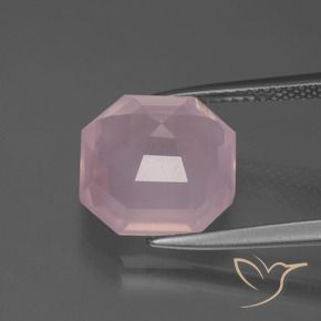 5.99カラットの天然鮮やかなピンクローズクォーツ、八角形 / エメラルドカット、透明