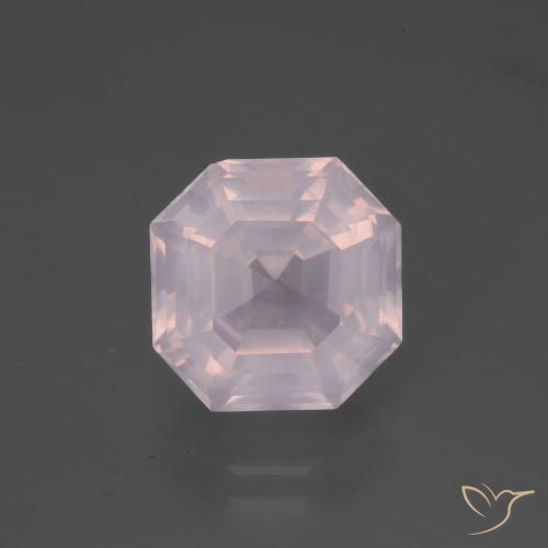 4.90ct 天然 非常に薄いピンク ローズクォーツ, エメラルドカット, 透明
