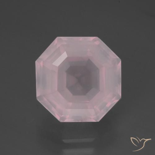 5.99ct 天然 ライトローズピンク ローズクォーツ, エメラルドカット, 透明