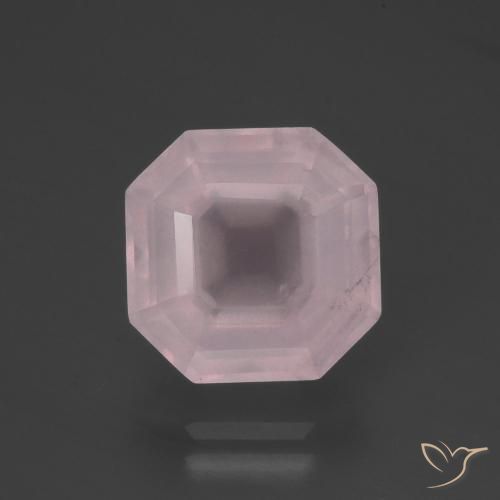 5.19ct 天然 ライトピンク ローズクォーツ, エメラルドカット, 透明