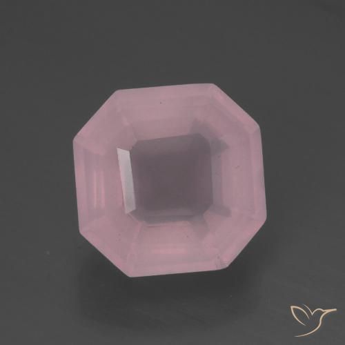 5.35ct 天然 ミディアムローズピンク ローズクォーツ, エメラルドカット, 透明