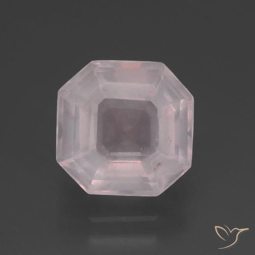 3.50ct 天然 非常に薄いピンク ローズクォーツ, エメラルドカット, 透明