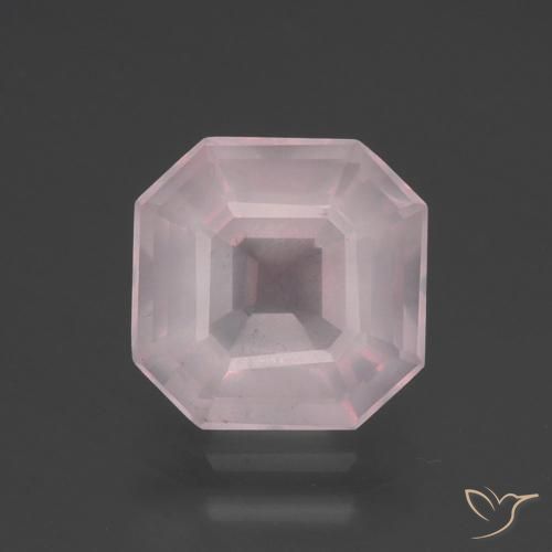 3.36ct 天然 非常に薄いローズピンク ローズクォーツ, エメラルドカット, 透明
