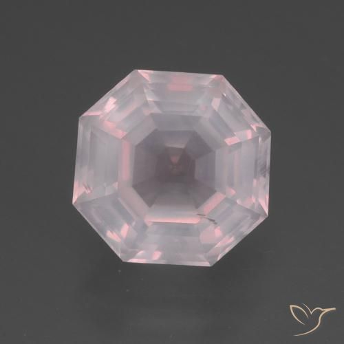 3.82ct 天然 非常に薄いピンク ローズクォーツ, エメラルドカット, 透明