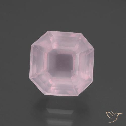 3.77ct 天然 バブルガムピンク ローズクォーツ, エメラルドカット, 透明