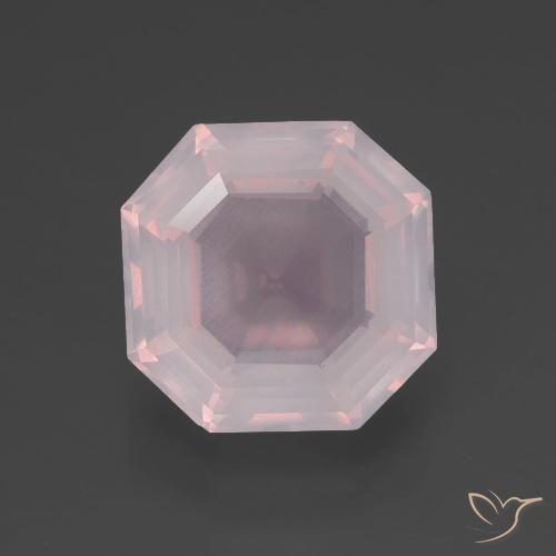3.53ct 天然 薄いピーチローズ ローズクォーツ, エメラルドカット, 透明