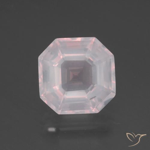 3.42ct 天然 非常に薄いピンク ローズクォーツ, エメラルドカット, 透明