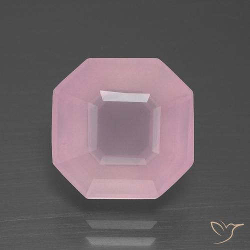 5.31ct 天然 ミディアムピンク ローズクォーツ, エメラルドカット, 透明