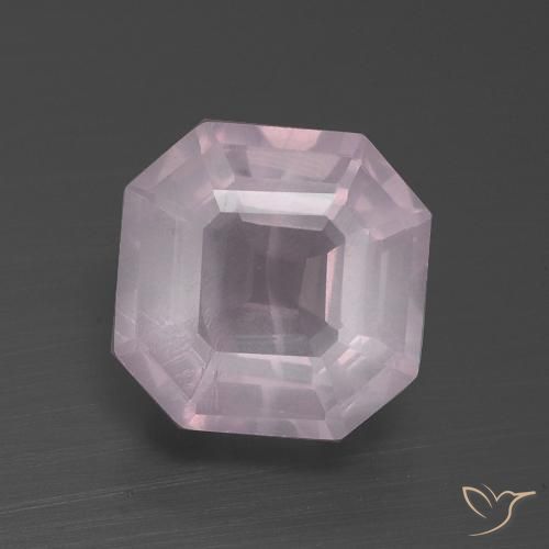 3.27ct 天然 非常に薄いローズピンク ローズクォーツ, エメラルドカット, 透明