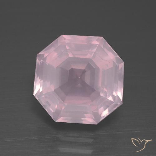 4.21ct 天然 ローズピンク ローズクォーツ, エメラルドカット, 透明