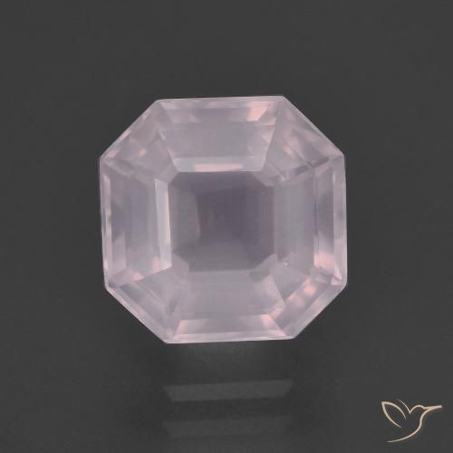 3.57ct 天然 非常に薄いローズピンク ローズクォーツ, エメラルドカット, 透明