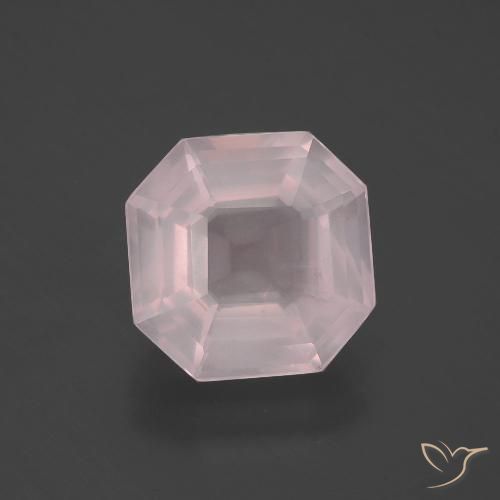 5.38ct 天然 ライトローズピンク ローズクォーツ, エメラルドカット, 透明