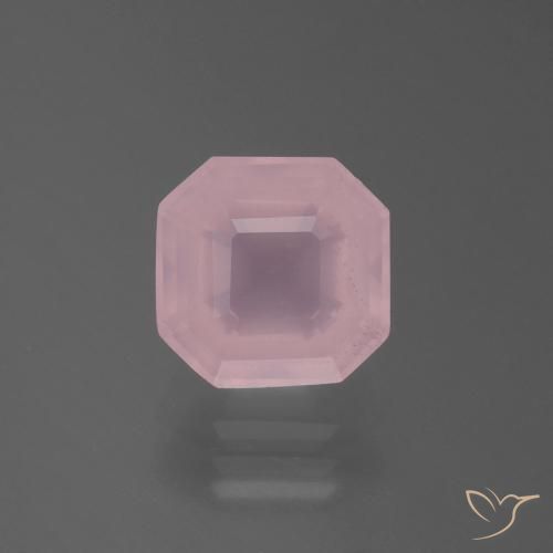 3.50ct 天然 ミディアムローズピンク ローズクォーツ, エメラルドカット, 透明