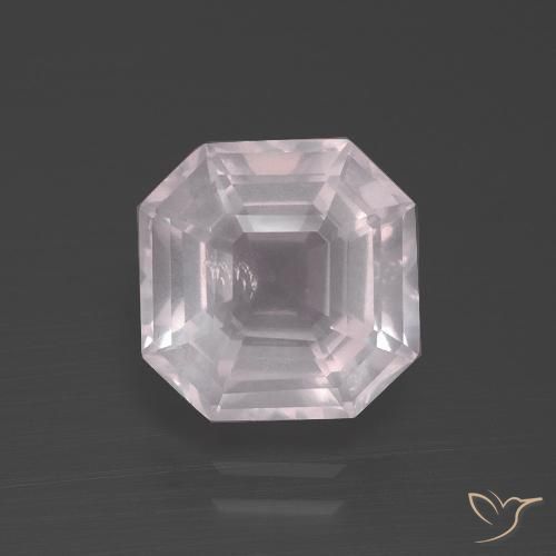 3.70ct 天然 非常に薄いローズピンク ローズクォーツ, エメラルドカット, 透明