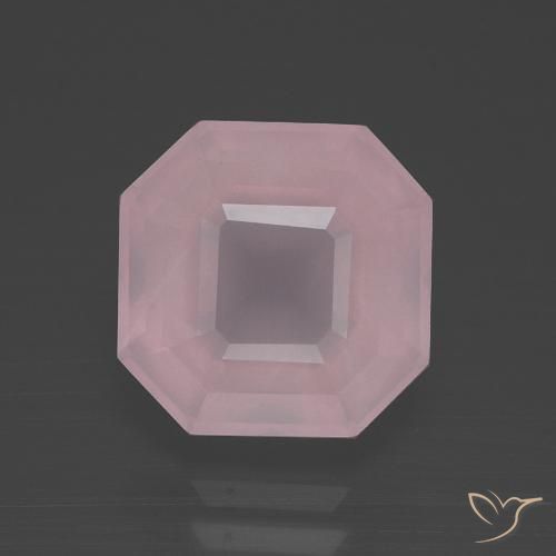 3.91ct 天然 ライトローズピンク ローズクォーツ, エメラルドカット, 透明