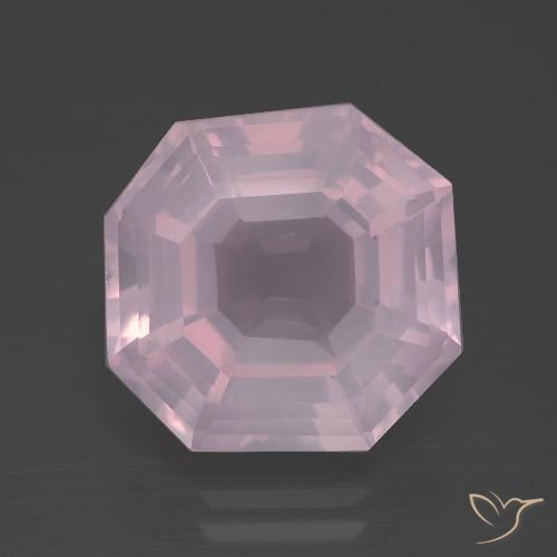 10.19ct 天然 バブルガムピンク ローズクォーツ, エメラルドカット, 透明
