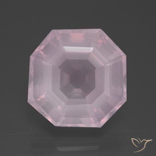 10.56ct 天然 バブルガムピンク ローズクォーツ, エメラルドカット, 透明