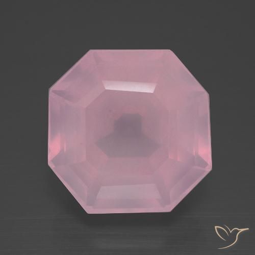 11.28ct 天然 ミディアムローズピンク ローズクォーツ, エメラルドカット, 透明