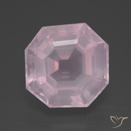 11.30ct 天然 バブルガムピンク ローズクォーツ, エメラルドカット, 透明