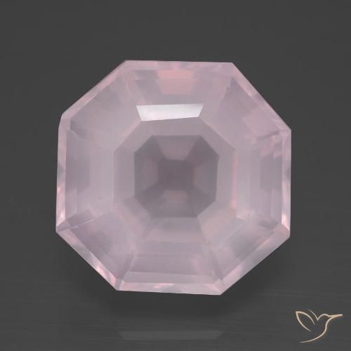 12.21ct 天然 ライトピンク ローズクォーツ, エメラルドカット, 透明