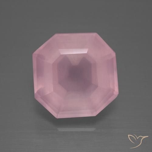 9.63ct 天然 ミディアムローズピンク ローズクォーツ, エメラルドカット, 透明
