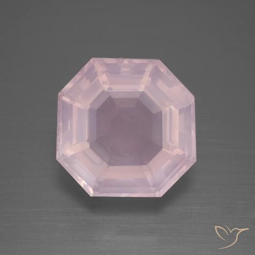 8.93ct 天然 ライトピンク ローズクォーツ, エメラルドカット, 透明