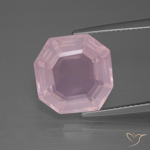 7.71ct 天然 ライトピンク ローズクォーツ, エメラルドカット, 透明