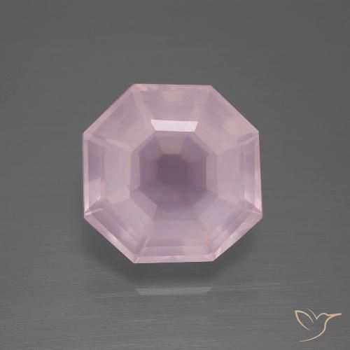 7.53ct 天然 ライトピンク ローズクォーツ, エメラルドカット, 透明