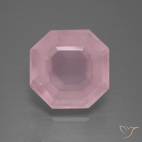9.72ct 天然 ミディアムローズピンク ローズクォーツ, エメラルドカット, 透明