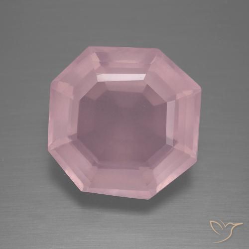 10.65ct 天然 ミディアムピンク ローズクォーツ, エメラルドカット, 透明