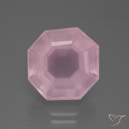 11.37ct 天然 バブルガムピンク ローズクォーツ, エメラルドカット, 透明