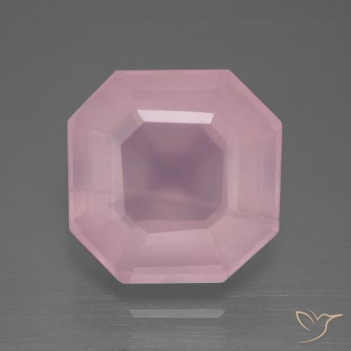 12.72ct 天然 ミディアムローズピンク ローズクォーツ, エメラルドカット, 透明
