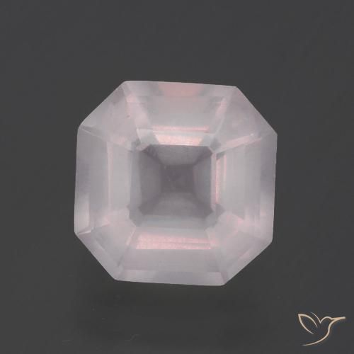 2.99ct 天然 非常に薄いピンク ローズクォーツ, エメラルドカット, 透明
