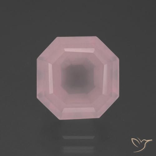 6.04ct 天然 ミディアムピンク ローズクォーツ, エメラルドカット, 透明