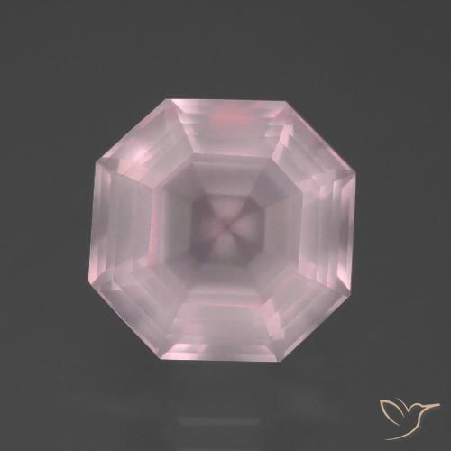6.19ct 天然 ライトローズピンク ローズクォーツ, エメラルドカット, 透明