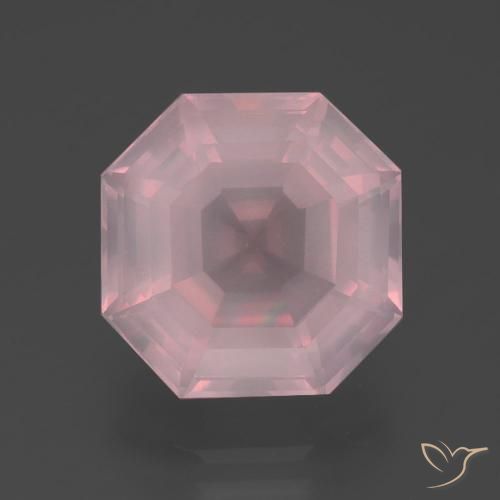 6.25ct 天然 ミディアムピンク ローズクォーツ, エメラルドカット, 透明