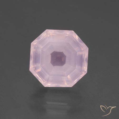 6.47ct 天然 バブルガムピンク ローズクォーツ, エメラルドカット, 透明
