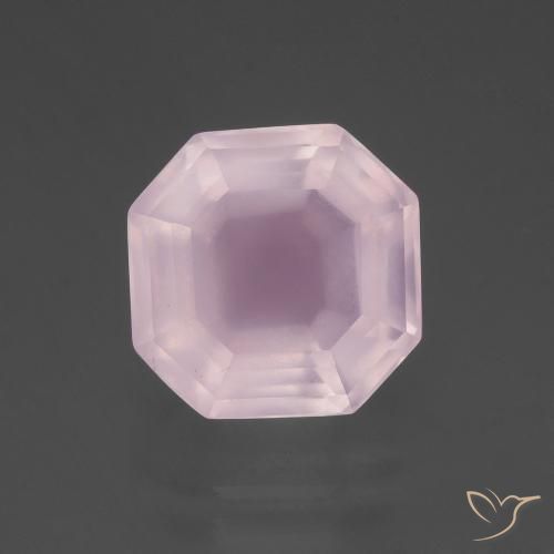 7.58ct 天然 バブルガムピンク ローズクォーツ, エメラルドカット, 透明